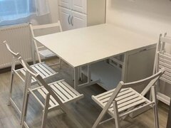 Set masa cu 4 sau 6 scaune pliante pe ALB